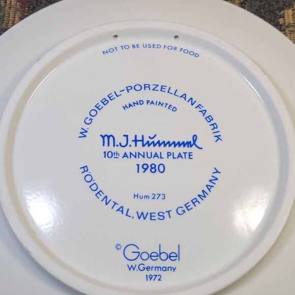 Vintage Hand Painted Hummel 10th Annual Plate 1980 Goebel Hummel Annual Plate - Picture 6 of 7